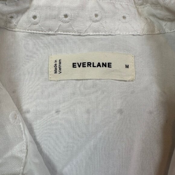 Everlane The Linen Eyelet Shirtdress Bright White Collared Women's Size Medium - Picture 4 of 8